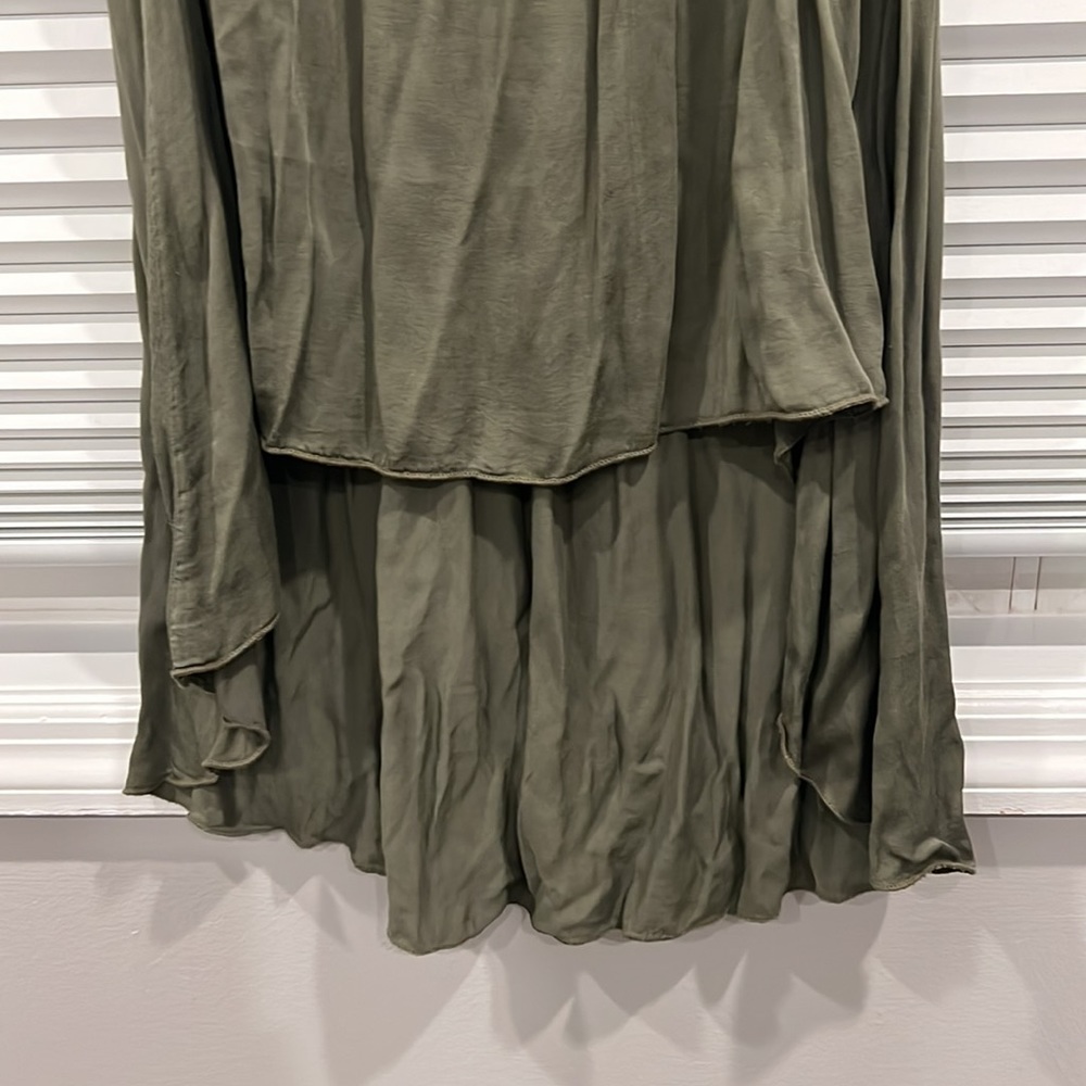 ROSE STYLE BELTED STRAPLESS DRESS WITH BROWN BELT. HIGH-LOW. MADE IN ITALY - Picture 4 of 9